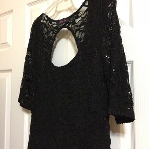 Backless little Black Dress with Sheer Lace Detail
